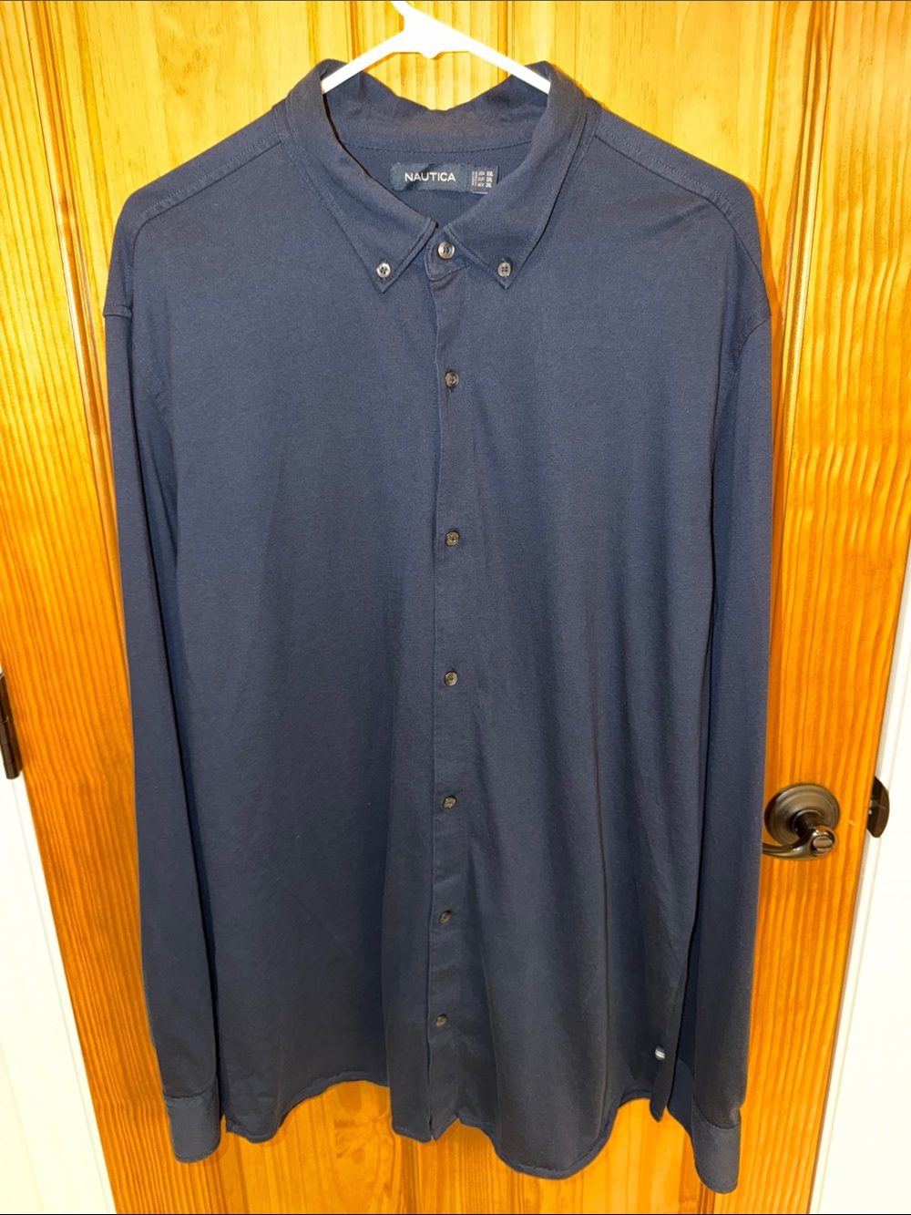 Nautica Men's 100% Cotton Button-Down Long Sleeve Shirt - Navy Blue XXL